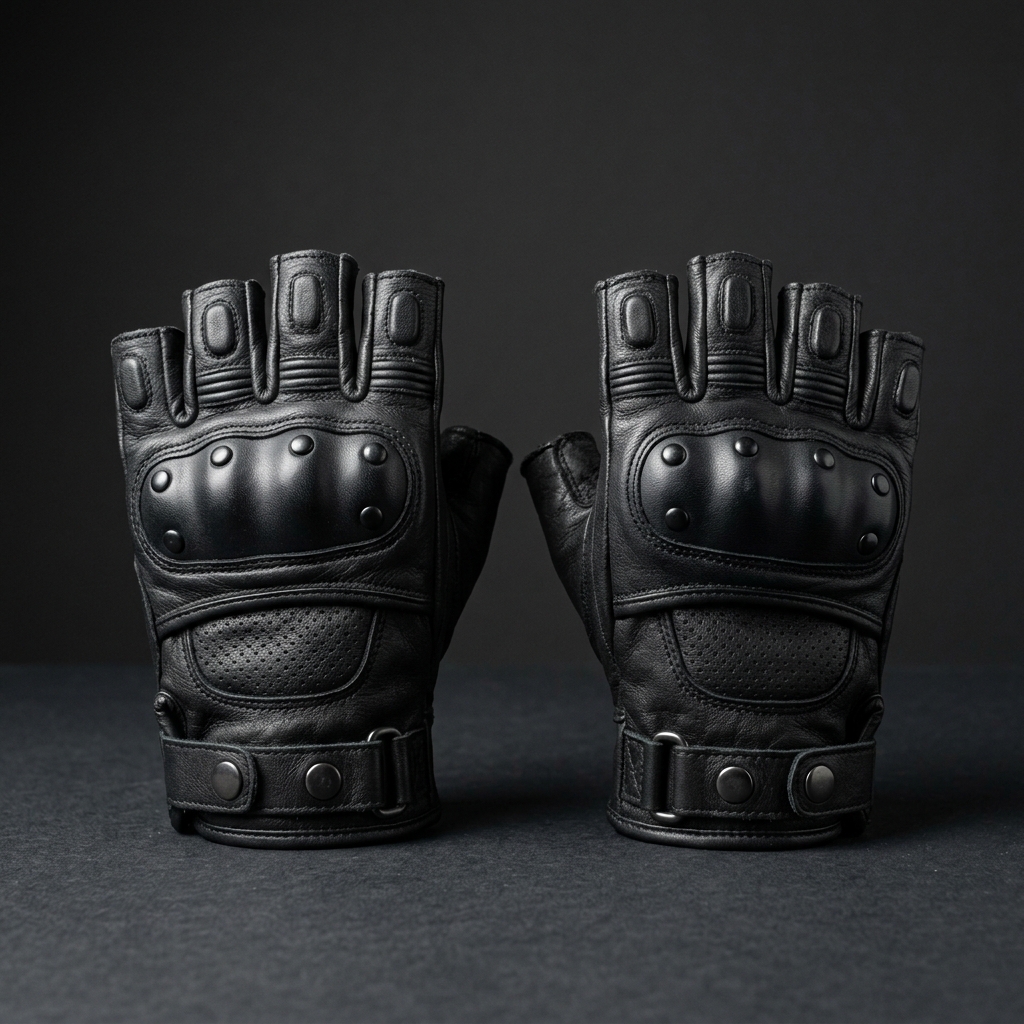 Rider Half-Finger Leather Gloves